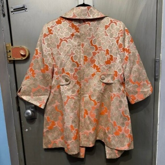 Vintage Silk Brocade Gold Floral Double Breasted Coat / Jacket (1960’s inspired) - Picture 14 of 16